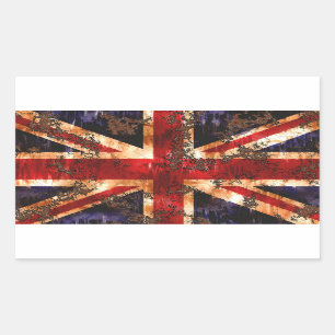 Rostad patriotisk Storbritannien-flagga Rektangulärt Klistermärke