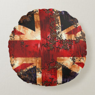 Rostad patriotisk Storbritannien-flagga Rund Kudde