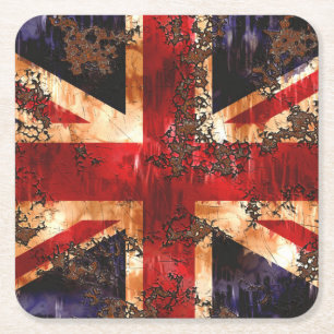 Rostad patriotisk Storbritannien-flagga Underlägg Papper Kvadrat