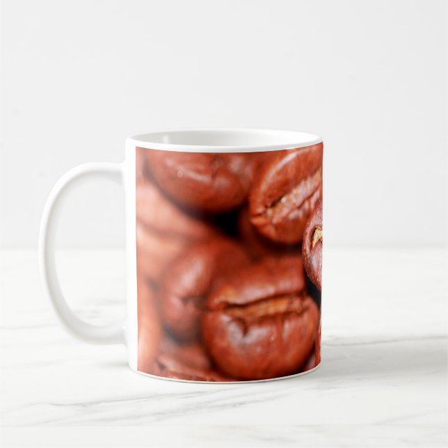 Rostade bruna kaffebönor kaffemugg (Vänster)