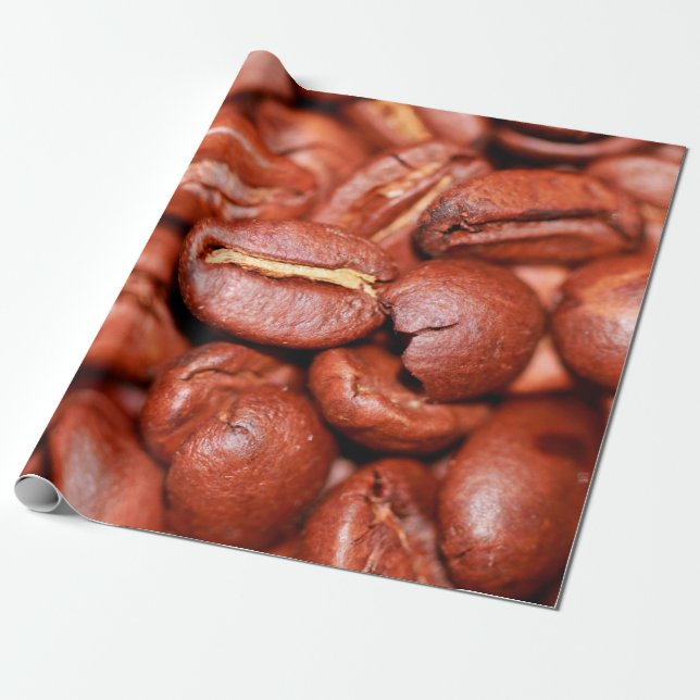 Rostade bruna kaffebönor presentpapper (Utrullad)