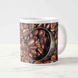 Rostade kaffebönor med fotfoto av Silver Scoop Jumbo Mugg