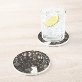 Rostade kaffebönor med fotfoto av Silver Scoop Underlägg