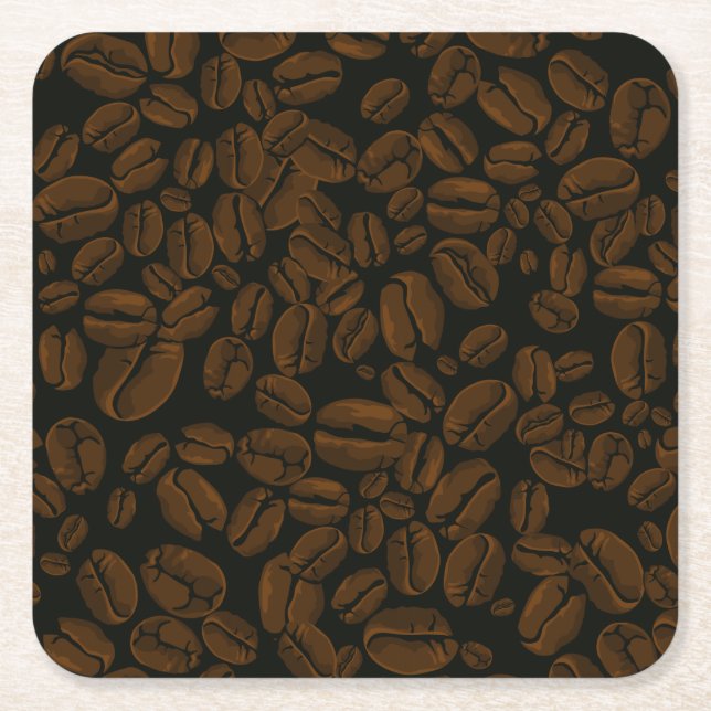 Rostade kaffebönor underlägg papper kvadrat (Framsidan)