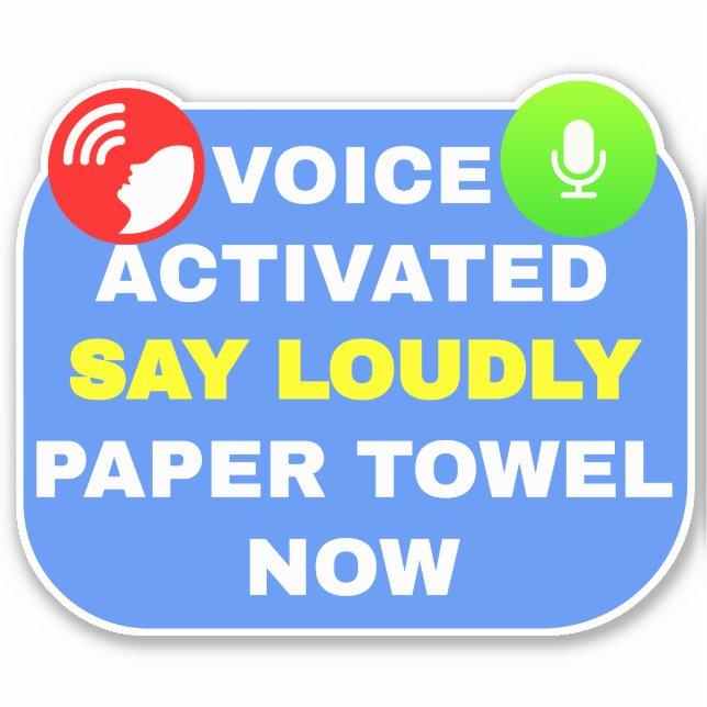 Röstaktiverat Säg högt Pappert nu Klistermärken (Framsida)