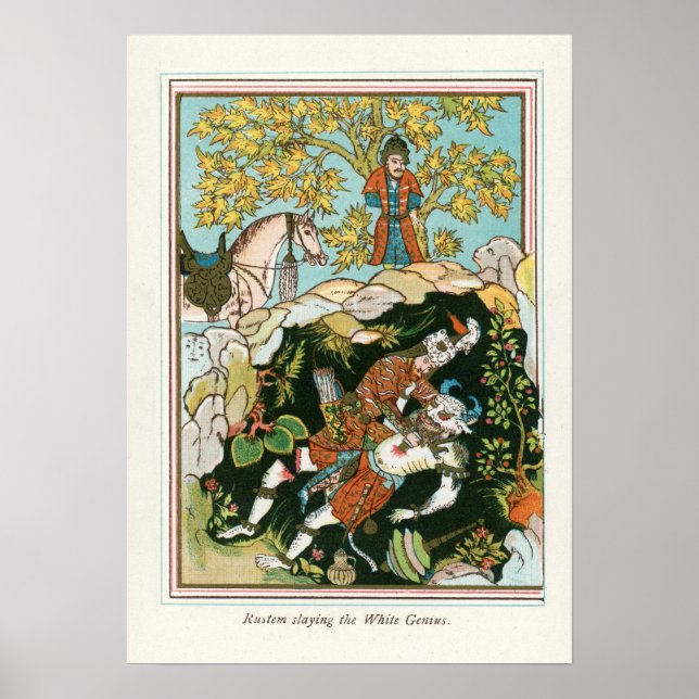 Rostam slingrar den vita Genie Poster (Framsidan)