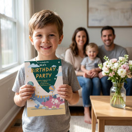 Röstande Dinosaurie Födelsedagsfest Inbjudan Kul S