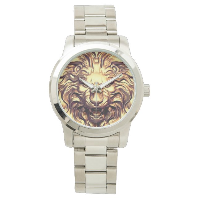 Röstande Guld Lejon Huvud eWatch Ur Armbandsur (Framsida)