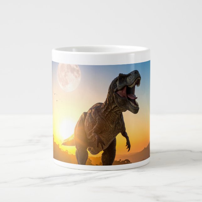 Röstande T-Rex Dinosaurie Äventyrsdesign Jumbo Mugg (Framsidan)