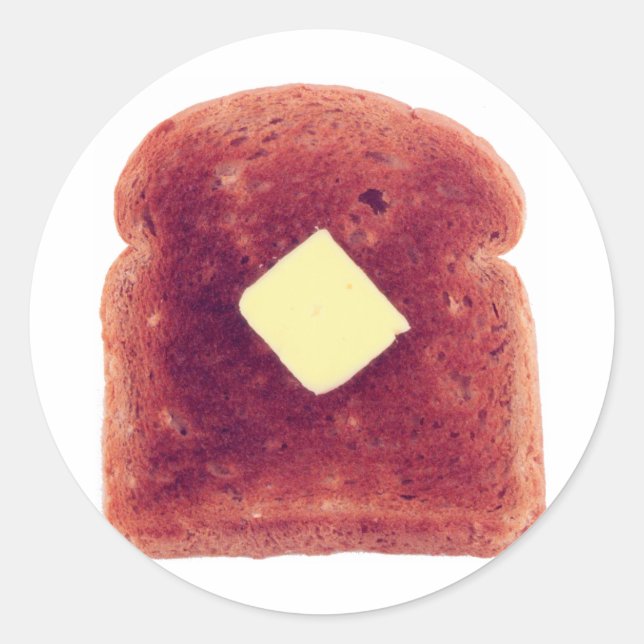 Rostat bröd! runt klistermärke (Framsida)