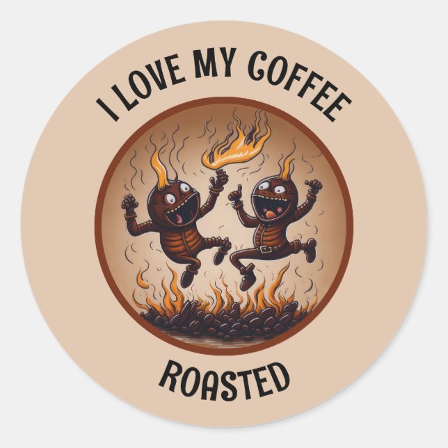 Rostat kaffe runt klistermärke (Framsida)