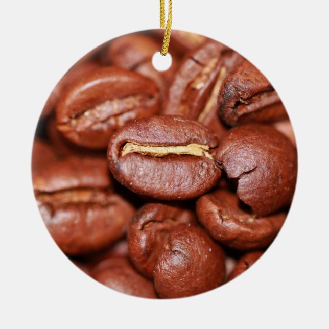 Rostat kaffebönor julgransprydnad keramik (Framsidan)