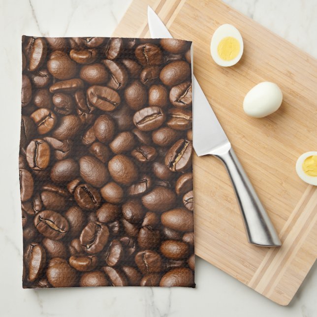 Rostat kaffebönor kökshandduk (Vikt i Fjärdedel)