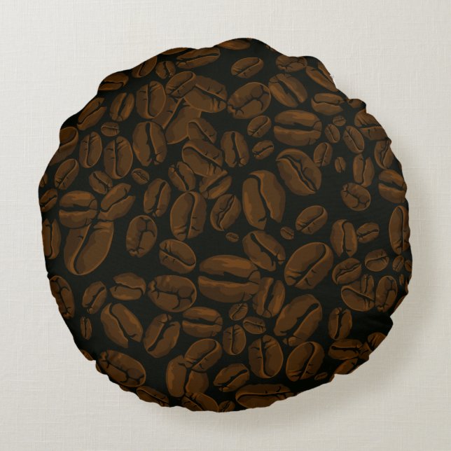 Rostat kaffebönor rund kudde (Baksidan)