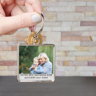 Röstat Photo Best GrandMa nånsin Anpassningsbar Fyrkantig Silverfärgad Nyckelring