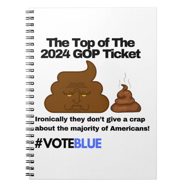 Röstblått 2024: Antitrumpejobb Emoji Design Anteckningsbok (Framsidan)