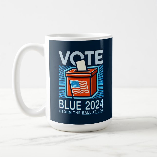 Röstblått 2024 Ballot Box USA: s presidentval Kaffemugg (Vänster)