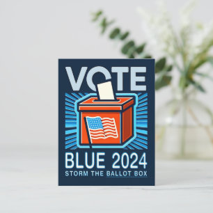 Röstblått 2024 Ballot Box USA: s presidentval Vykort