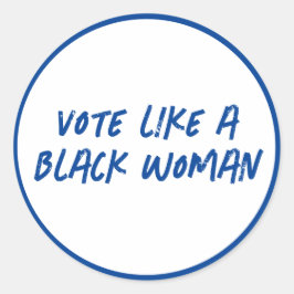 Röstblått 2024 som en svart kvinnlig rond runt klistermärke