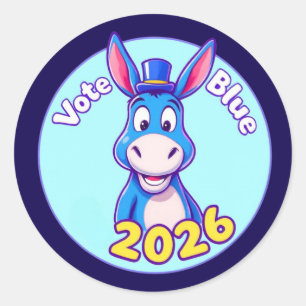 Röstblått 2026 runt klistermärke