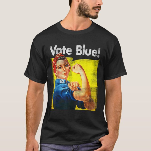 Röstblått demokratiskt rosie Riveter Blue Wave T S T Shirt (Framsida)