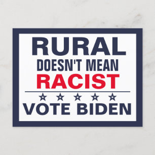 Röstblått för anti-rasismen Rural Pro-Biden Harris Vykort