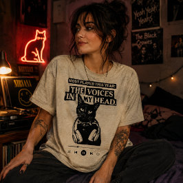 Rösterna I Mitt Huvud Svart Katt Musikspelare T Shirt