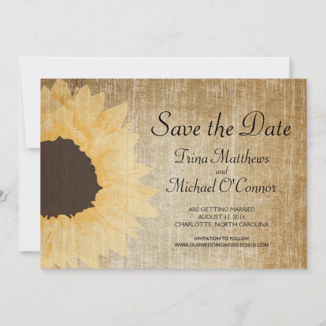 Rostfärgad solros sparar datum inbjudningar (Framsida)