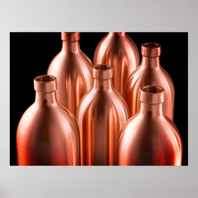 Rostfärgade stålflaskor svart bakgrund vägg poster (Framsidan)