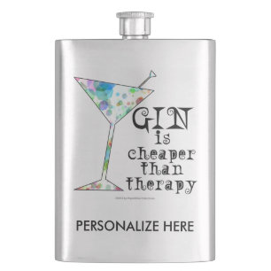 ROSTFRI FLASKA - GIN ÄR MER BILLIG ÄN TERAPI FICKPLUNTA