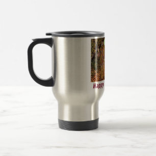 rostfri resemugg. Grattis på födelsedagen. hippie/ Resemugg
