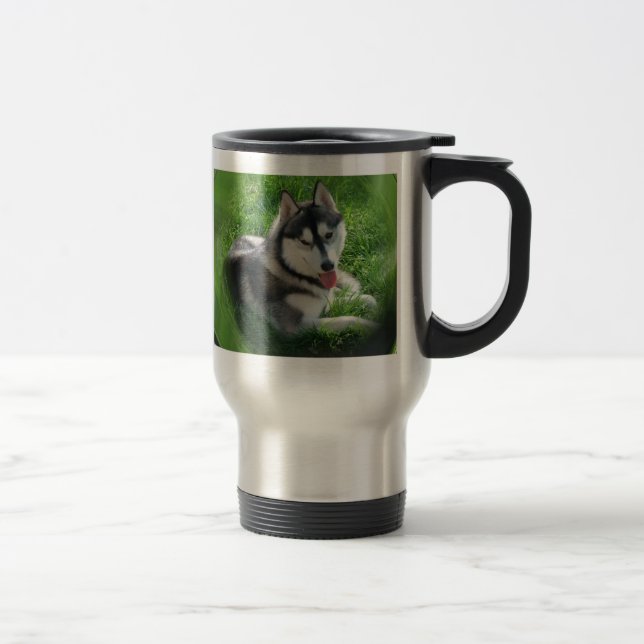 Rostfri travel mug för siberian huskyhund resemugg (Höger)