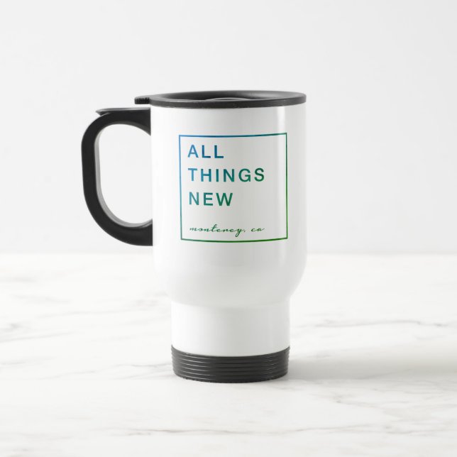 Rostfritt ståltravel mug (blått/grönt) resemugg (Vänster)