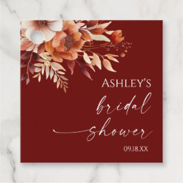 Rostig Burgunder Brun Blommig Bröllopsdusch Gåvor Etiketter