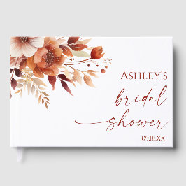 Rostig Burgunder Brun Blommig Bröllopsfest Gästböcker