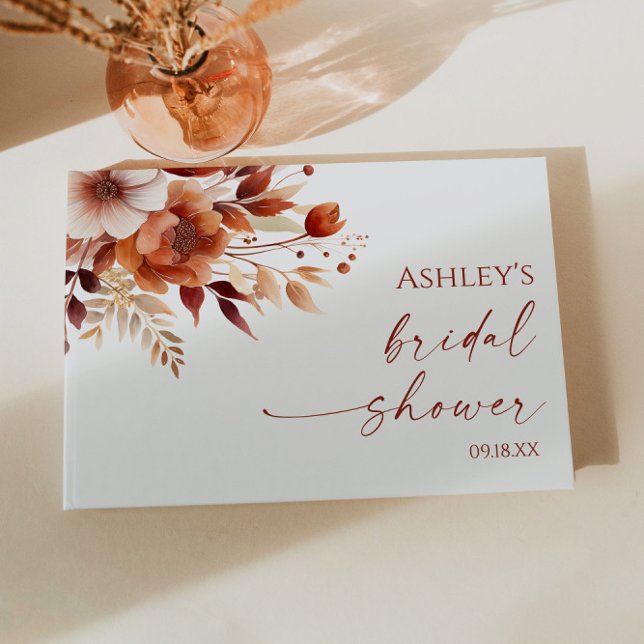 Rostig Burgunder Brun Blommig Bröllopsfest Gästböcker (Skapare uppladdad)