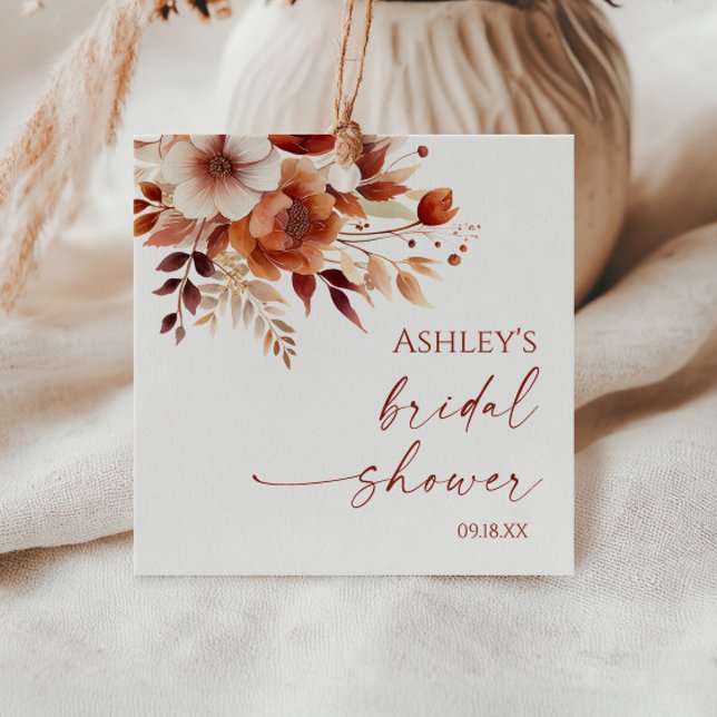 Rostig Burgundy Brun Blommig Bröllopsdusch Gåvor Etiketter (Skapare uppladdad)