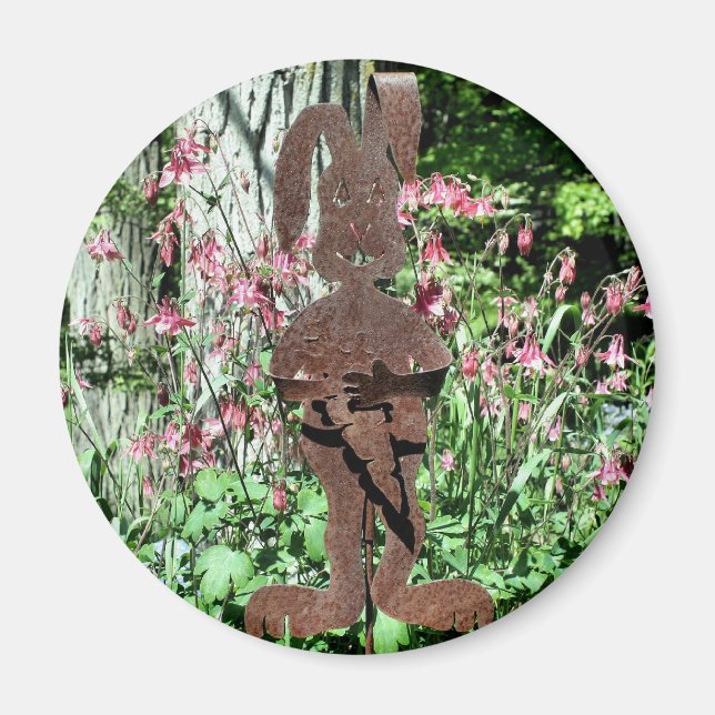 Rostig kaninblomster Trädgård Natur Magnet (Framsidan)