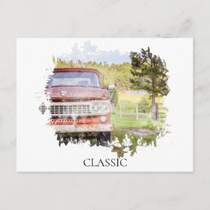 *~* Rostig Klassisk Vintage Antik Målad LASTBIL Vykort