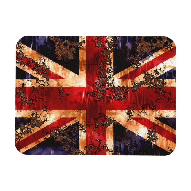 Rostig patriotisk Storbritannien-flagga Magnet (Horisontell)