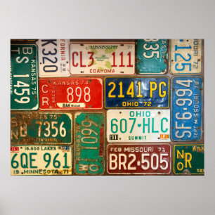 rostig retro registreringsskyltsamling poster