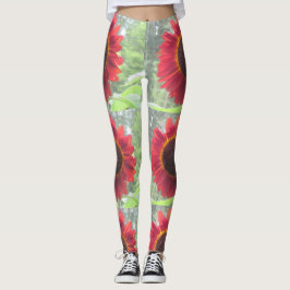 Rostig röd solros leggings