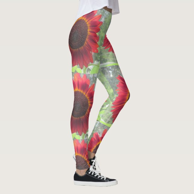 Rostig röd solros leggings (Höger)