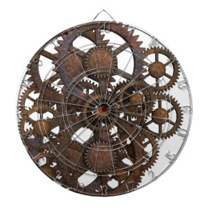 Rostig Steampunk metall utrustar Darttavla