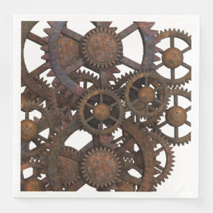 Rostig Steampunk metall utrustar Pappersservett