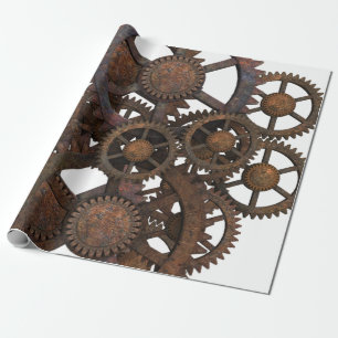 Rostig Steampunk metall utrustar Presentpapper