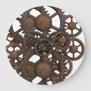 Rostig Steampunk metall utrustar Stor Klocka