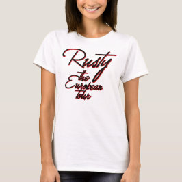 Rostig turnerar europén roliga kvinnor för tee shirt