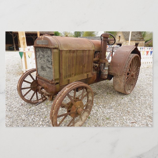 Rostig vintagetraktorbrevpapper brevpapper (Framsida)