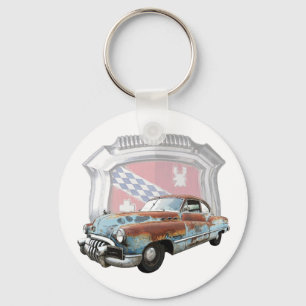 Rostiga Buick 1950 med Emblemnyckelringen Nyckelring